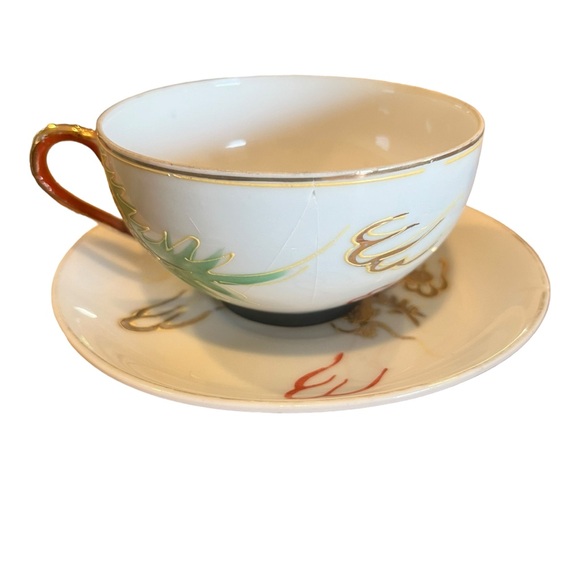 1 Dragon Ware Tea Cup and Saucer, Geisha Lithophane on White|Gold, Moriage - Picture 2 of 8